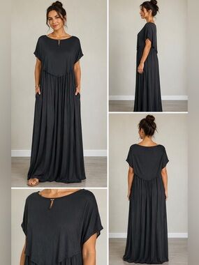 Summer Boutique Next Black Bohemian Maxi Dress Open Shoulder Size 12 UK/ 8 US